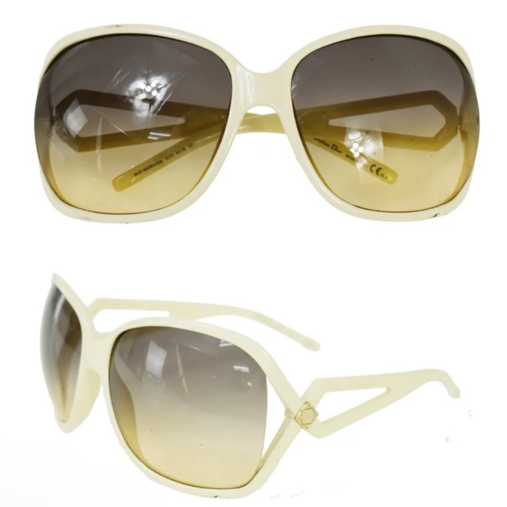 CHRISTIAN DIOR $450 MADRAGUE SUNGLASSES EYE WEAR WHITE SZJFI ITALY 07JF320
